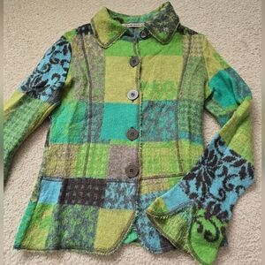Aldo Martin's Made In Spain Mohair Blend Button Down Collared Sweater Small